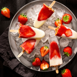 Homemade strawberry frozen yoghurt lollies