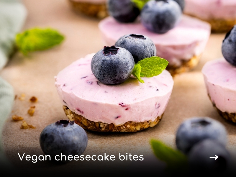 Recipe inspiration vegan blueberry cheesecake bites