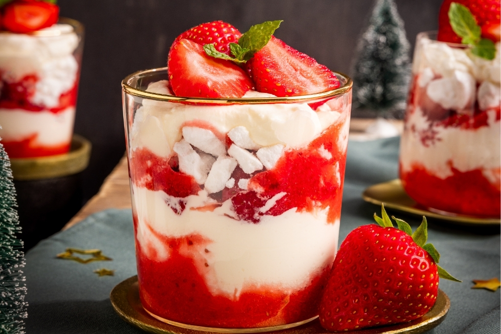 Homemade Eton mess with strawberries