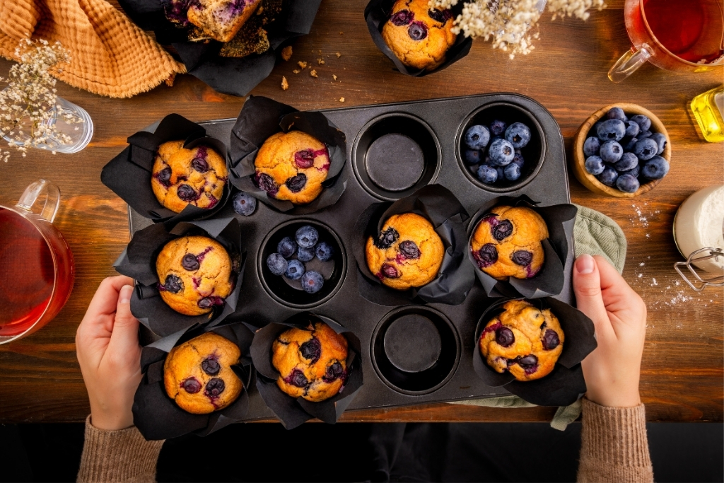 Homemade blueberry muffins without sugar